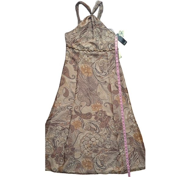 Adrianna Papell Silk Halter Maxi Dress 14 Boho Gown Wedding Guest Beach Cocktail - Picture 5 of 12